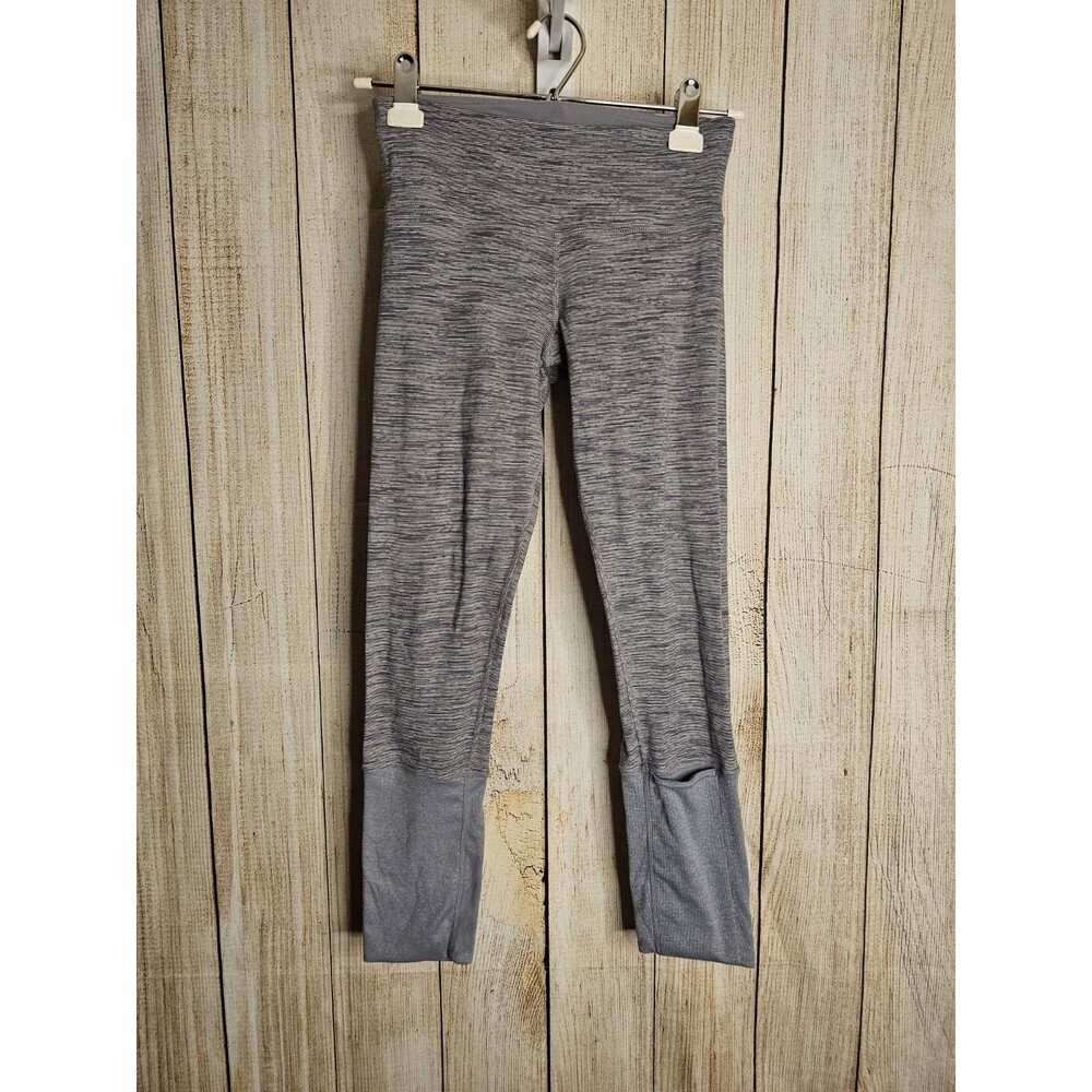 Lululemon Gray Striped Leggings Womens Small Ankle Pocket Yoga Pants Stretch